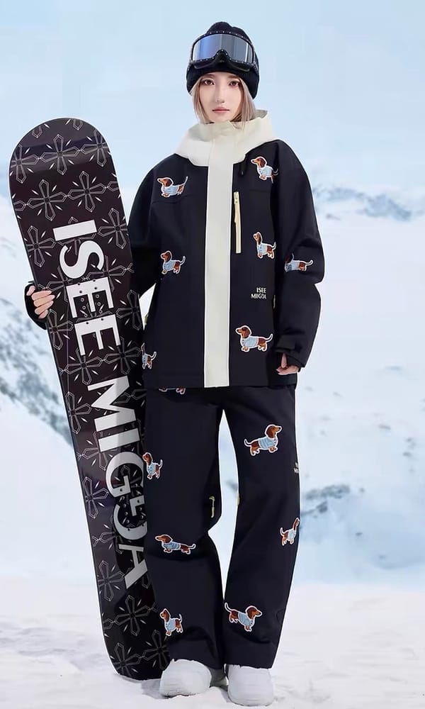 黑色腊肠狗滑雪套装