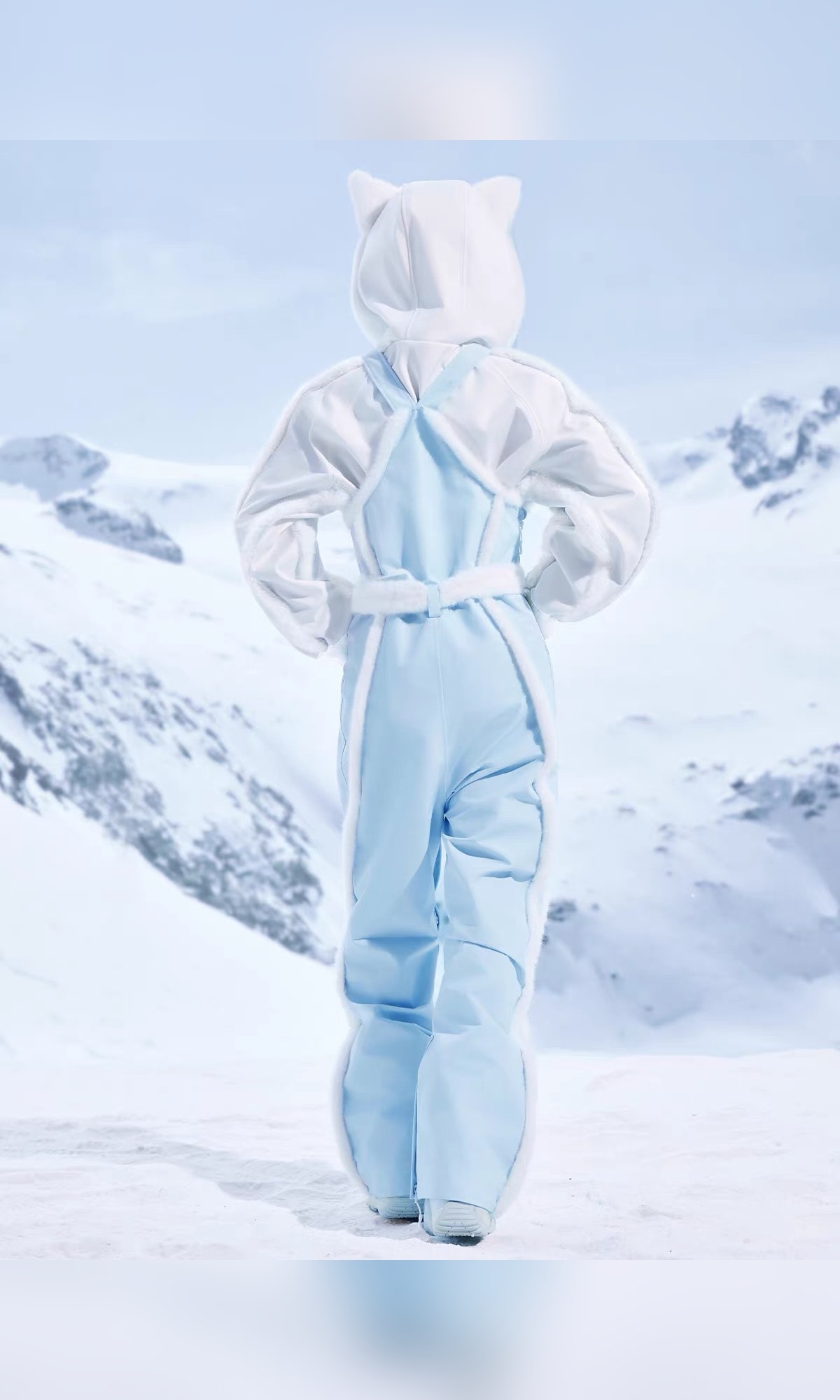 浅蓝星星毛边背带雪裤（3/7）