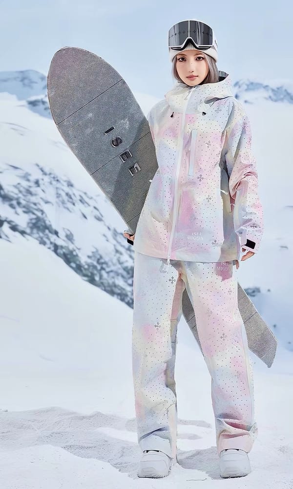 梦幻彩色扎染满钻滑雪套装