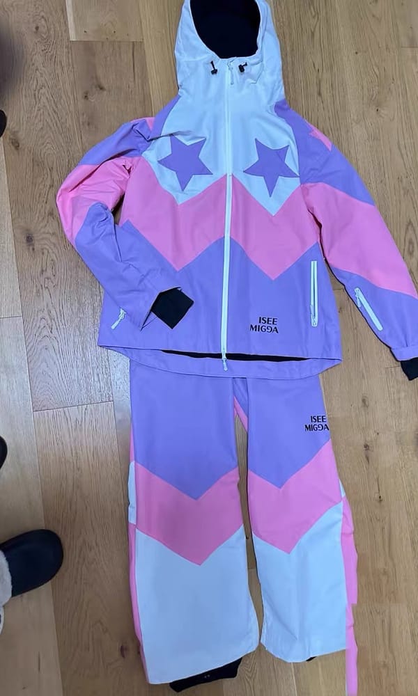 粉紫星星拼色滑雪套装