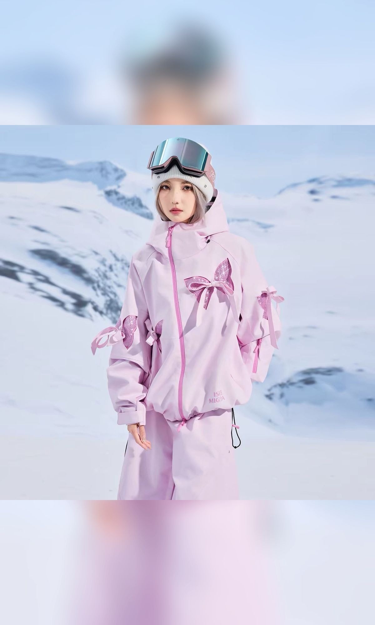 浅粉亮钻蝴蝶结滑雪套装（2/11）