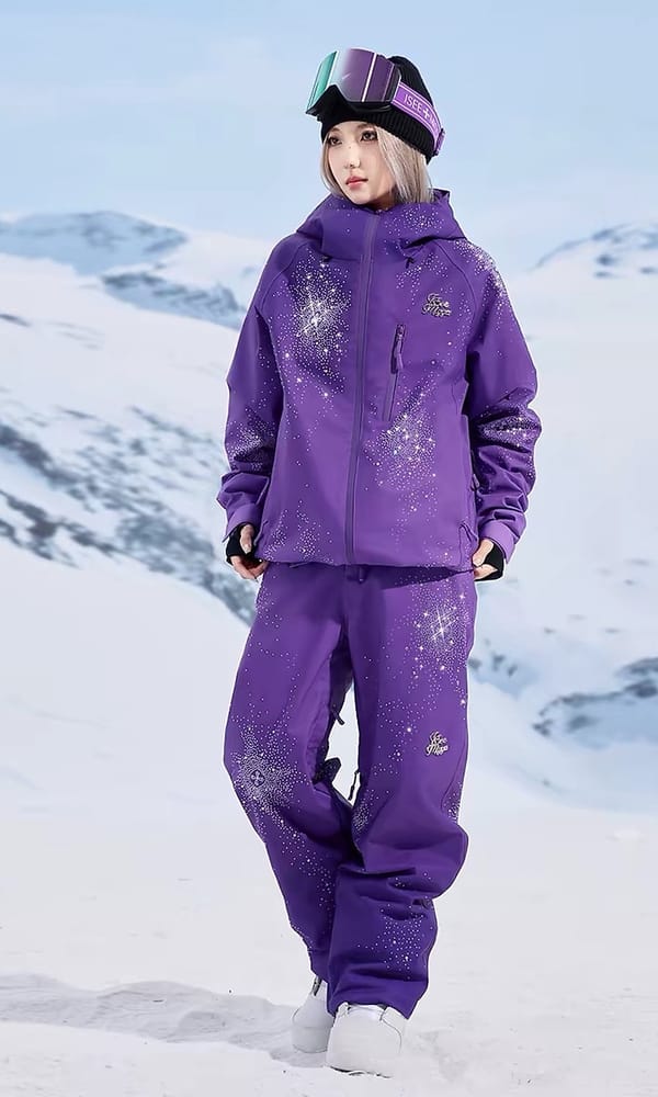 紫色星光满钻滑雪套装