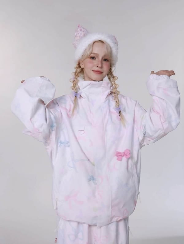 梦幻粉蝴蝶结滑雪套装
